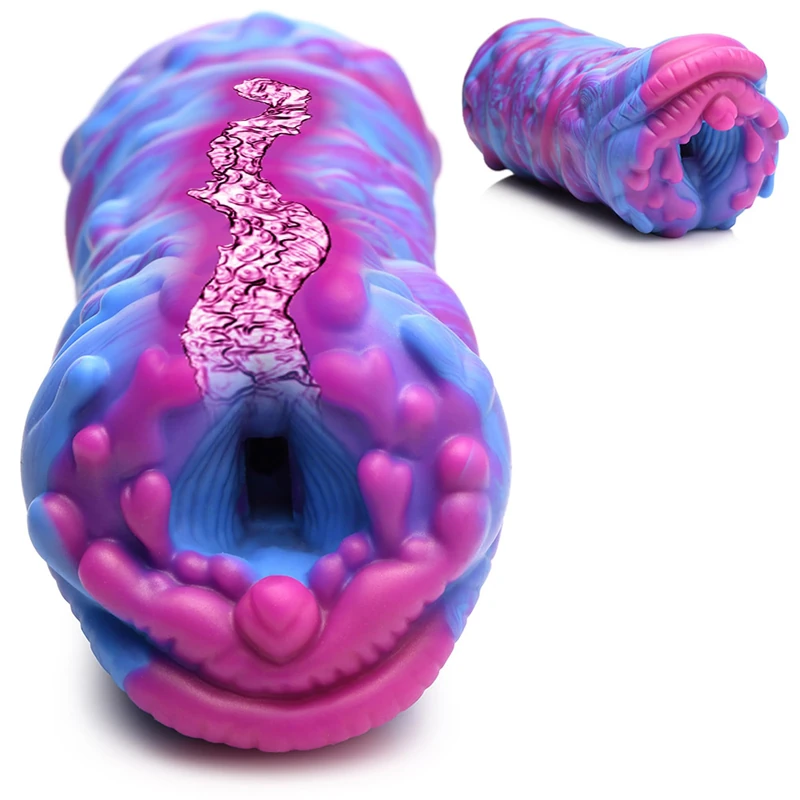 CREATURE COCKS Cyclone Squishy Alien Vagina Stroker for Men & Couples. Soft & Squishy, Fantasy Vagina Stroker. Unique Textured Inner Tunnel. Premium Silicone. 1 Piece, Pink and Blue.