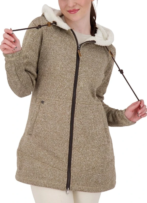 Deproc Active Women's Kennewick III Knitted Fleece Transition Jacket Windbreaker with Hood, Light Brown, 54 Große Größen