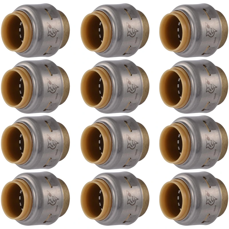 SharkBite Max 1/2 Inch Push Cap, Pack of 12, Push to Connect Brass Plumbing Fitting, PEX Pipe, Copper, CPVC, PE-RT, HDPE, UR514