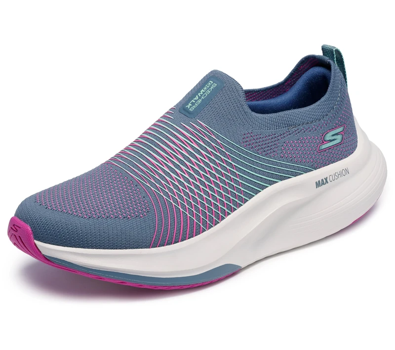 Skechers Women's Go Walk Max Walker Sally Sneaker, Charcoal/Purple, 5