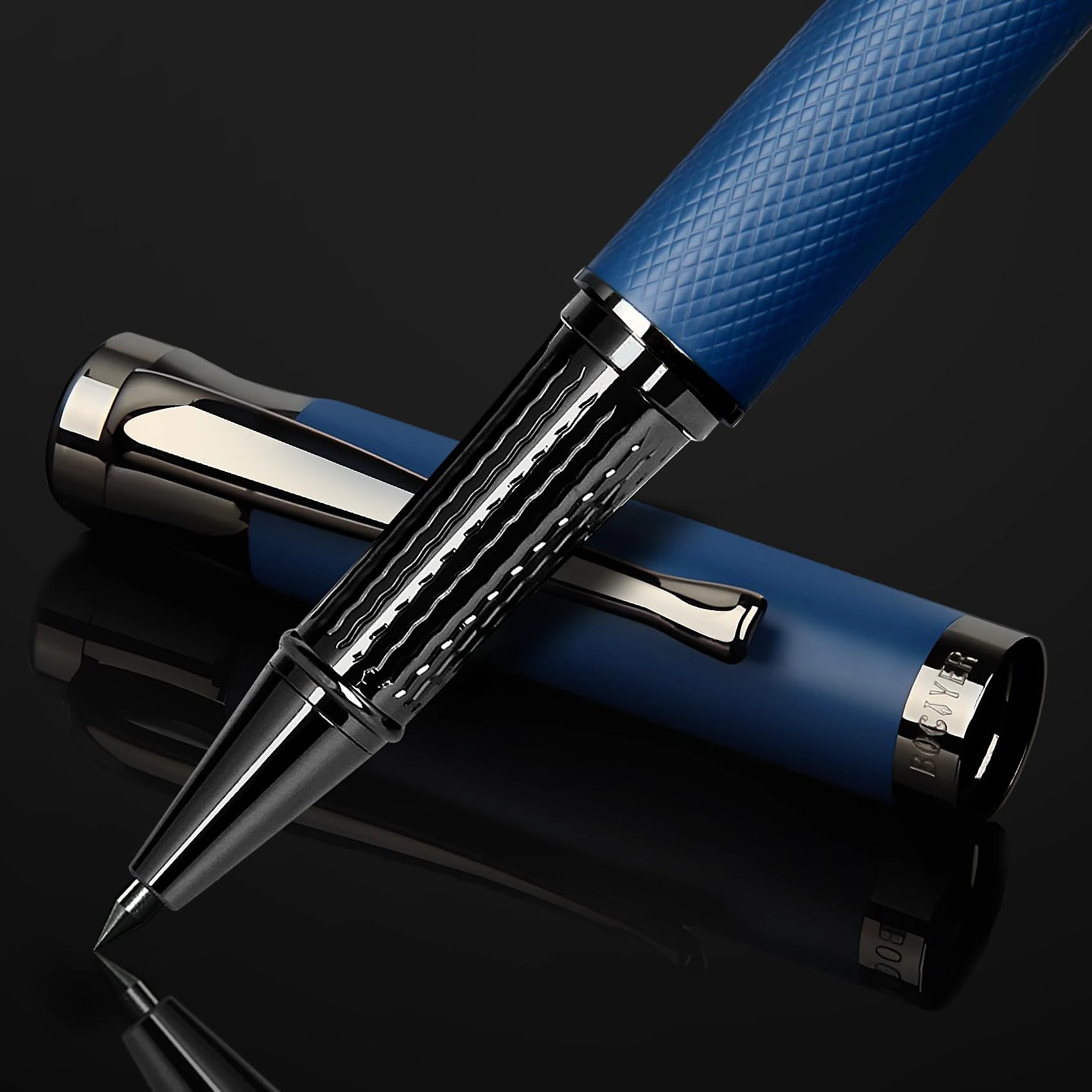 BOCIYER Liquid Ink Rollerball Pens - Nice Pens for Bullet Journal and Office Supplies - Fine Line, Luxury Pen Gift Box for teacher gifts，gifts for men&women(Blue)