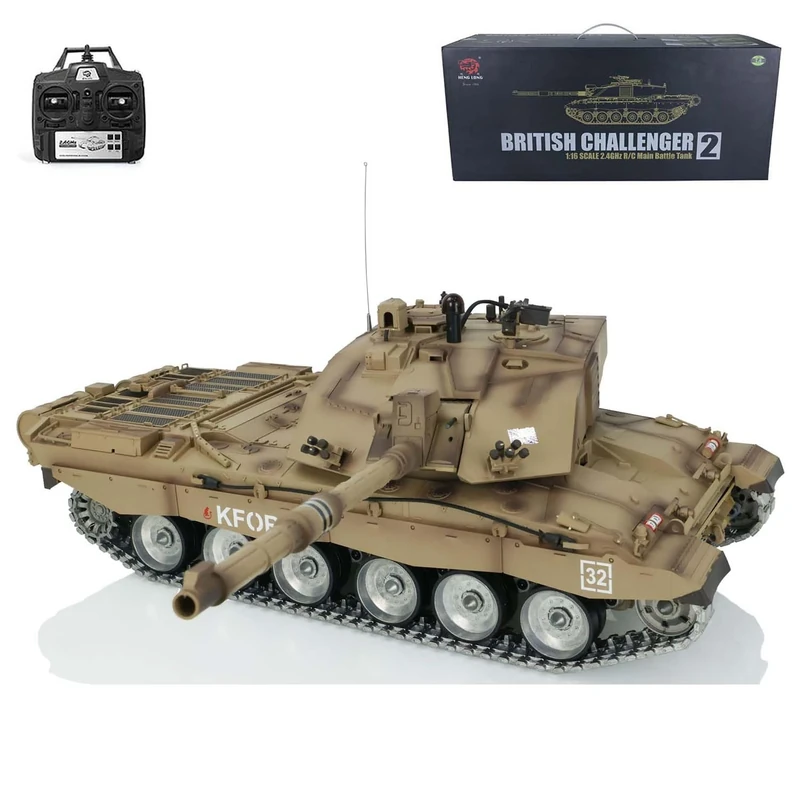 wheelfun Heng Long 1/16 7.0 Customize Challenger Ii RC Tank 3908 360° Rotating Turret Metal Tracks Infrared Combat Lifting Barrel Light Sound, TH17741-AMZUS2-1