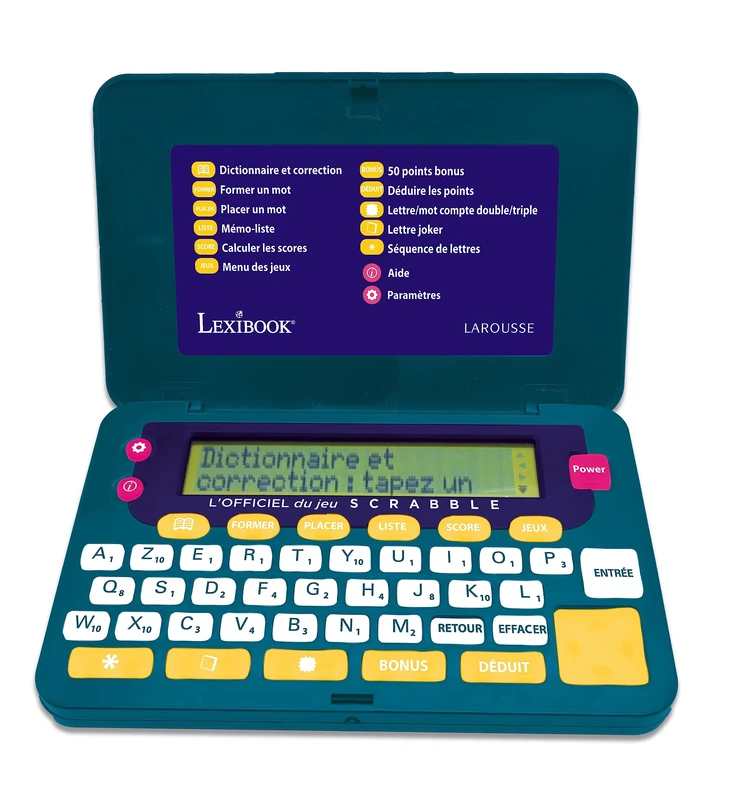 Lexibook, Official Electronic Dictionary of Scrabble ODS9, Larousse FISF, Ergonomic Format, Large Touches, Referee, Spell Corrector, Definitions, Battery Operated Green/Blue, SCR9FR