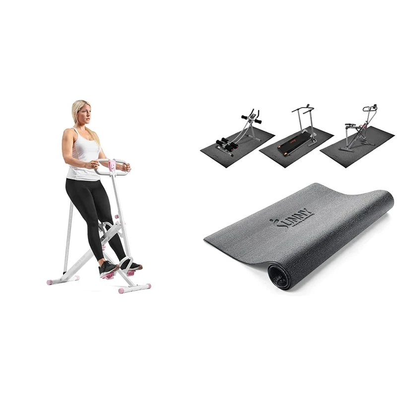 Bundle of Sunny Health & Fitness Upright Row-N-Ride™ Exerciser in Pink – P2100 + Sunny Health & Fitness Mat