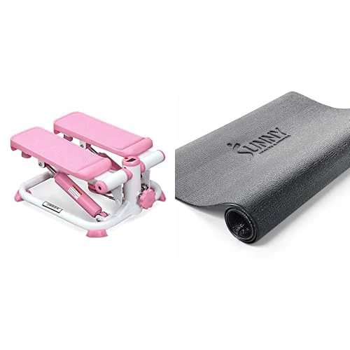 Sunny Health & Fitness Exercise Stepping Machine, Portable Mini Stair Stepper for Home or Office Workouts + Sunny Health and Fitness Equipment Mat -Extra Small - NO. 074-XS