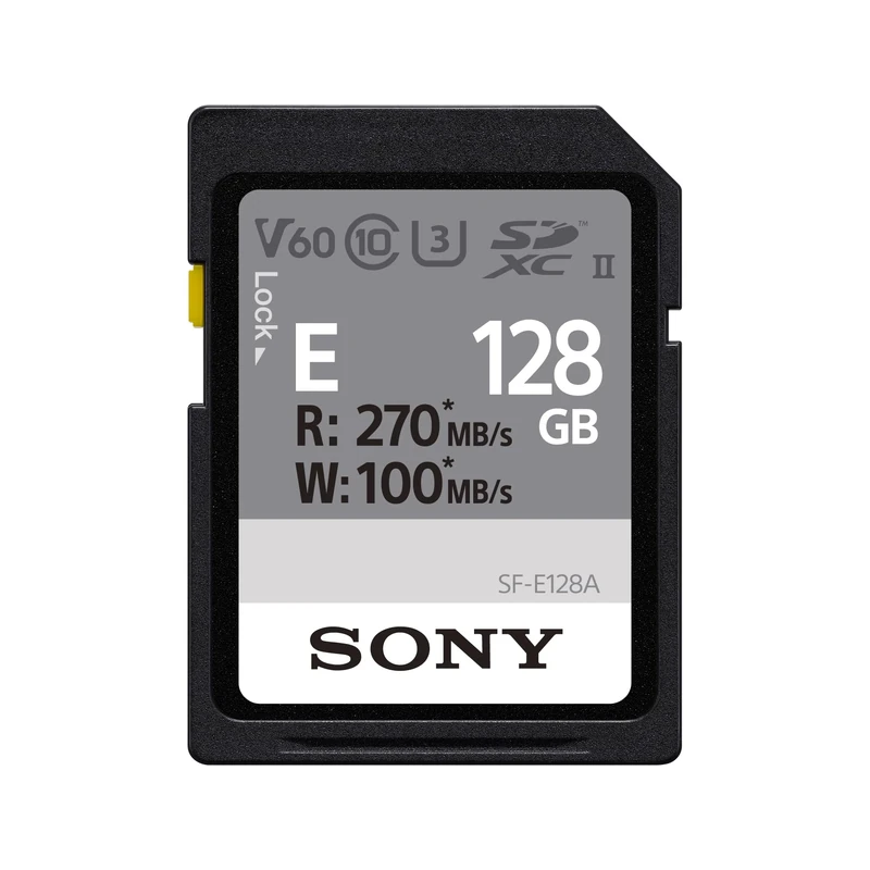 Sony 128GB SF-E Series UHS-II U3 V60 SDXC Digital Memory Card - Read 270MB/S Write 100MB/S SFE128A