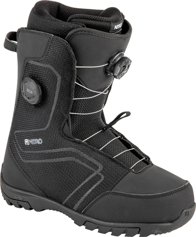 Nitro Men's Sentinel Boa '23 All Mountain Freestyle Quick Lacing System Cheap Boat Snowboard Boot, True Black, MP 28.5 // EU 43 1/3 // US 10.5