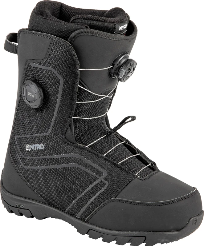 Nitro Men's Sentinel Boa '23 All Mountain Freestyle Quick Lacing System Cheap Boat Snowboard Boot, True Black, MP 25.5 // EU 39 1/3 // US 7.5