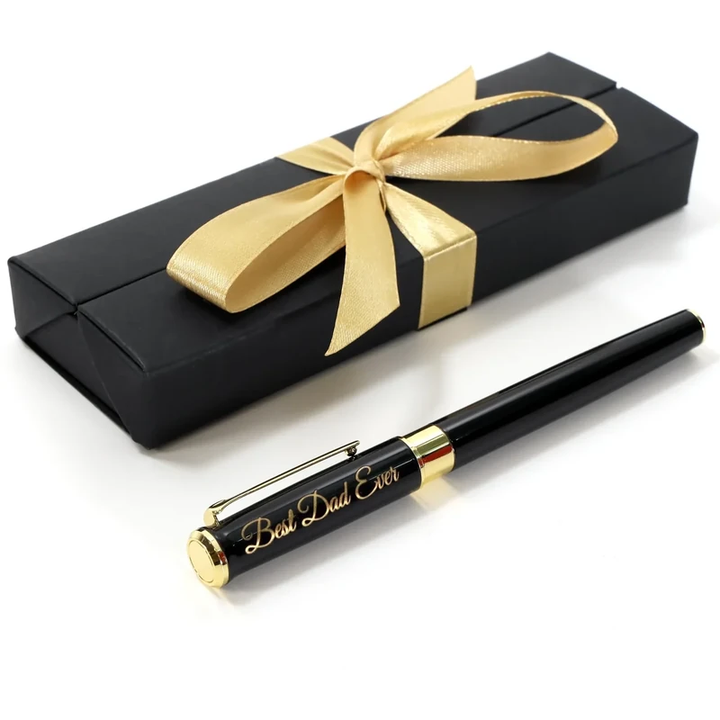 CustomDesign.Shop Personalised Custom Premium Metal Pen + Gift Box | Design A Truly Unique Present | Laser Engraved - Black