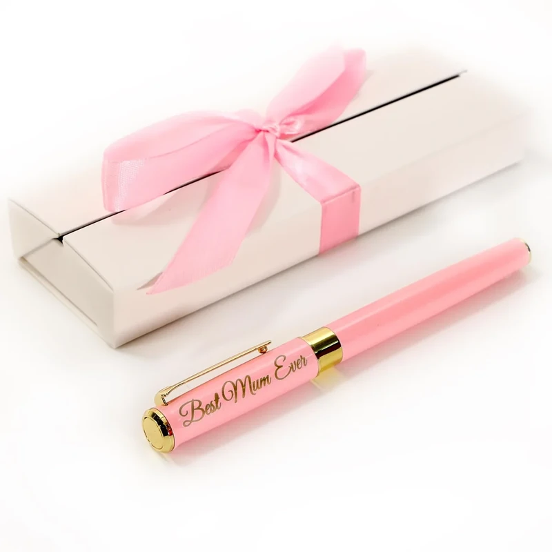 CustomDesign.Shop Personalised Custom Premium Metal Pen + Gift Box | Design A Truly Unique Present | Laser Engraved - Pink