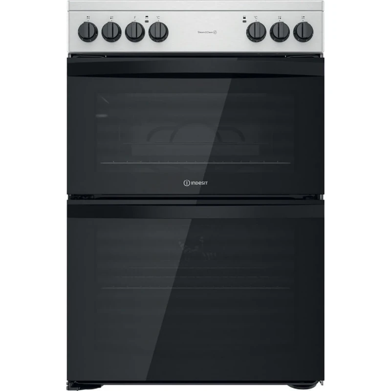 Indesit 60cm Electric Cooker With Ceramic Hob - Silver