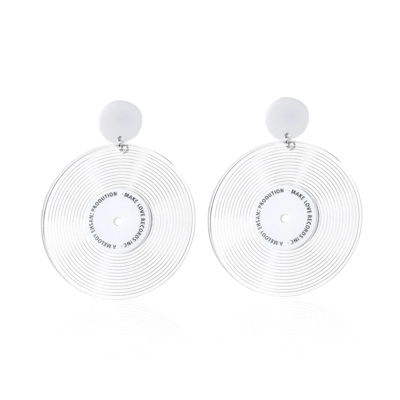 Chanaiqw Punk Old School Vinyl Records Dangle Earrings 1950's Rock 'N' Roll Women's Vinyl Record Earrings for Retro 50's 60's Disco Party Statement Jewelry, Acrylic, No Gemstone