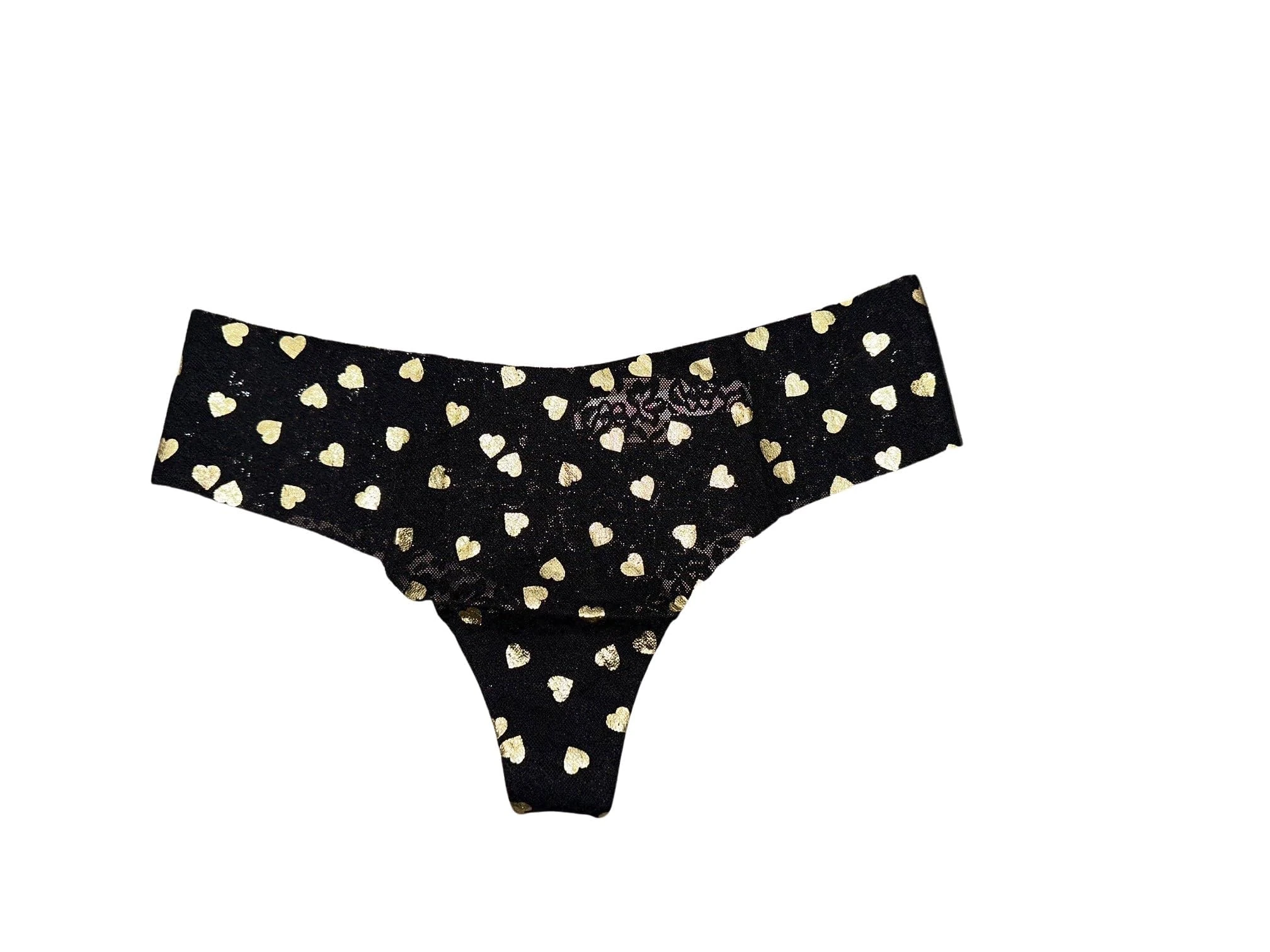 Victoria's Secret Pink No Show Soft Lace Thong Panty/Underwear Color Black New, Black, M