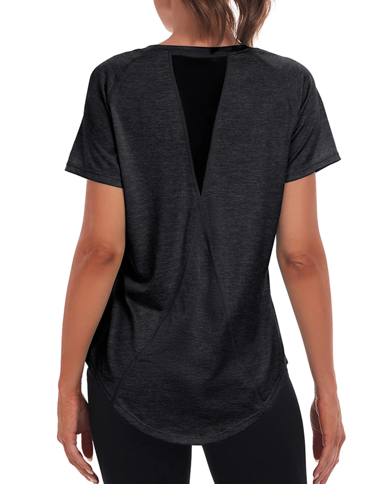 Jlowesun Women's Long Gym Tops Ladies Sports Running T-Shirt, Short Sleeve Summer Quick Dry Fitness Athletic Workout Yoga Loose Plus Size Activewear for Exercise T Shirt