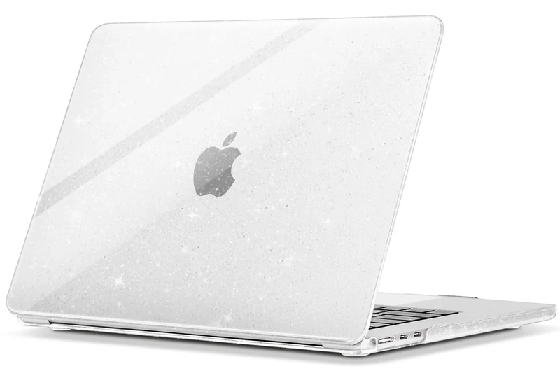 ZYB Case Compatible with MacBook Air 15 inch M4 2025 (A3241) & M3 2024 (A3114) & M2 2023 (A2941) with Touch ID, Ultra Thin Protective Hard Shell Cover Snap Case, Glossy Glitter Clear