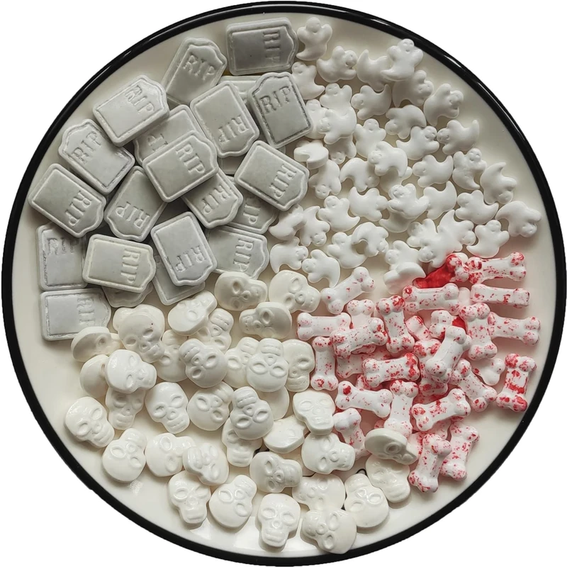 Edible Halloween Candy Sprinkles | Tombstone Cake Cupcake Toppers | Ghost Cookie Decorations | Skull Head Dessert Sprinkle | Bloody Bone Daily Cake Decorating