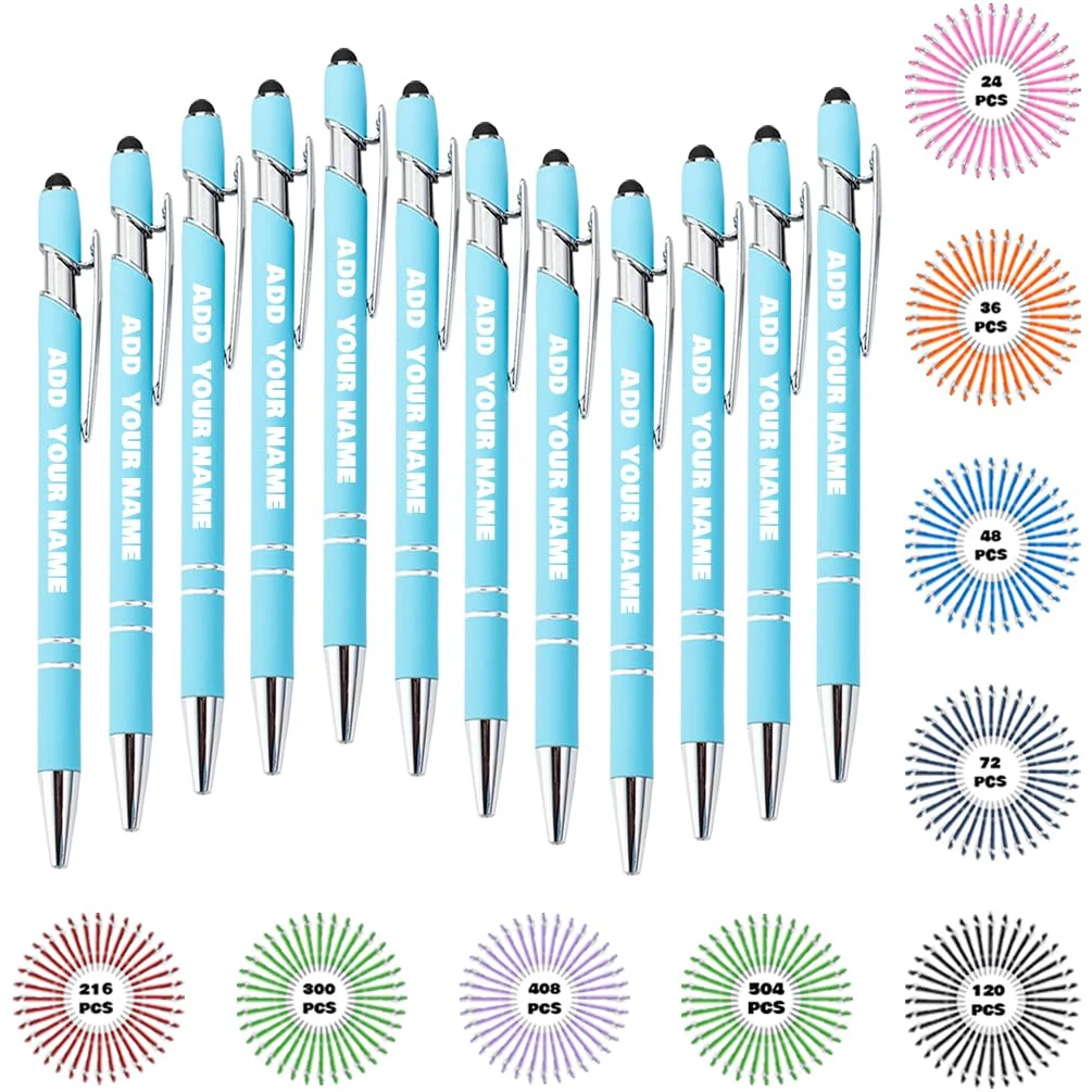 JeathFea Personalized Ballpoint Pen Bulk with Name Free Engraving Custom Pens Colorful Pen Office Desk Supplies Gift for Graduation Birthday Christmas