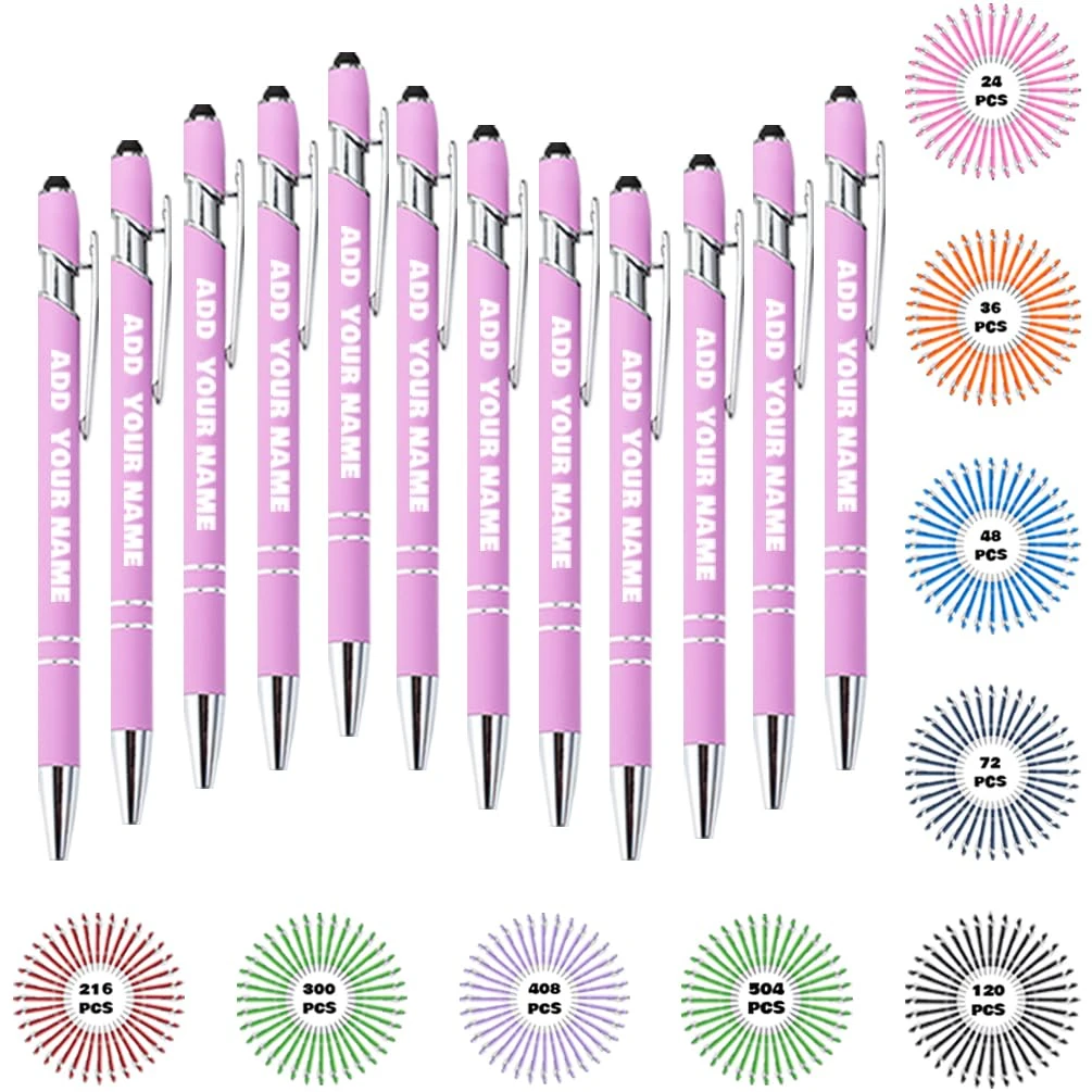 JeathFea Personalized Ballpoint Pen Bulk with Name Free Engraving Custom Pens Colorful Pen Office Desk Supplies Gift for Graduation Birthday Christmas