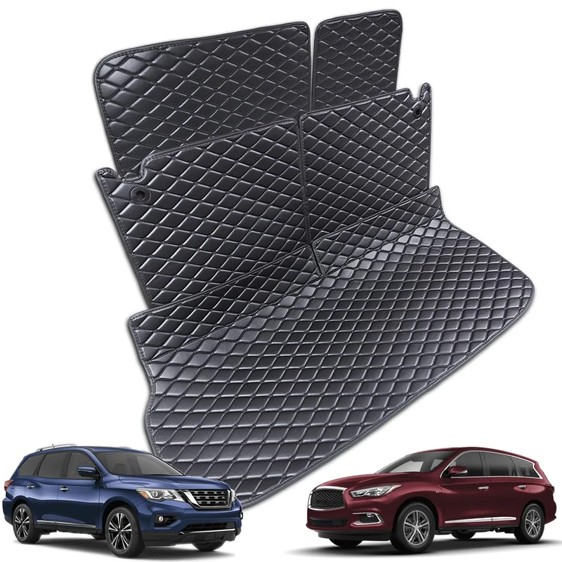 for 2013-2020 Nissan PathfinderInfiniti QX60 JX35 Car Boot Mats, Trunk Mat 2ND+3RD Row Rear Backrest Cargo Liners (The 3RD Row Seat NOT Have The Power Return Function)
