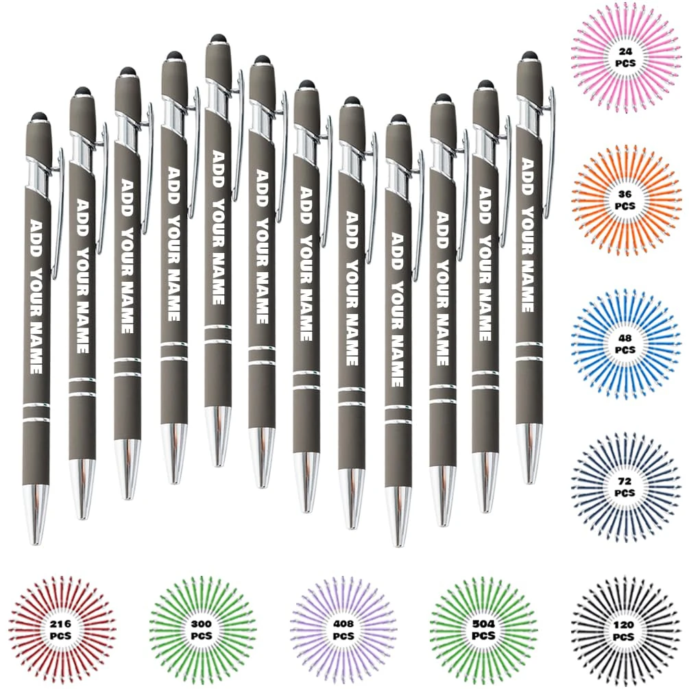 JeathFea Personalized Ballpoint Pen Bulk with Name Free Engraving Custom Pens Colorful Pen Office Desk Supplies Gift for Graduation Birthday Christmas