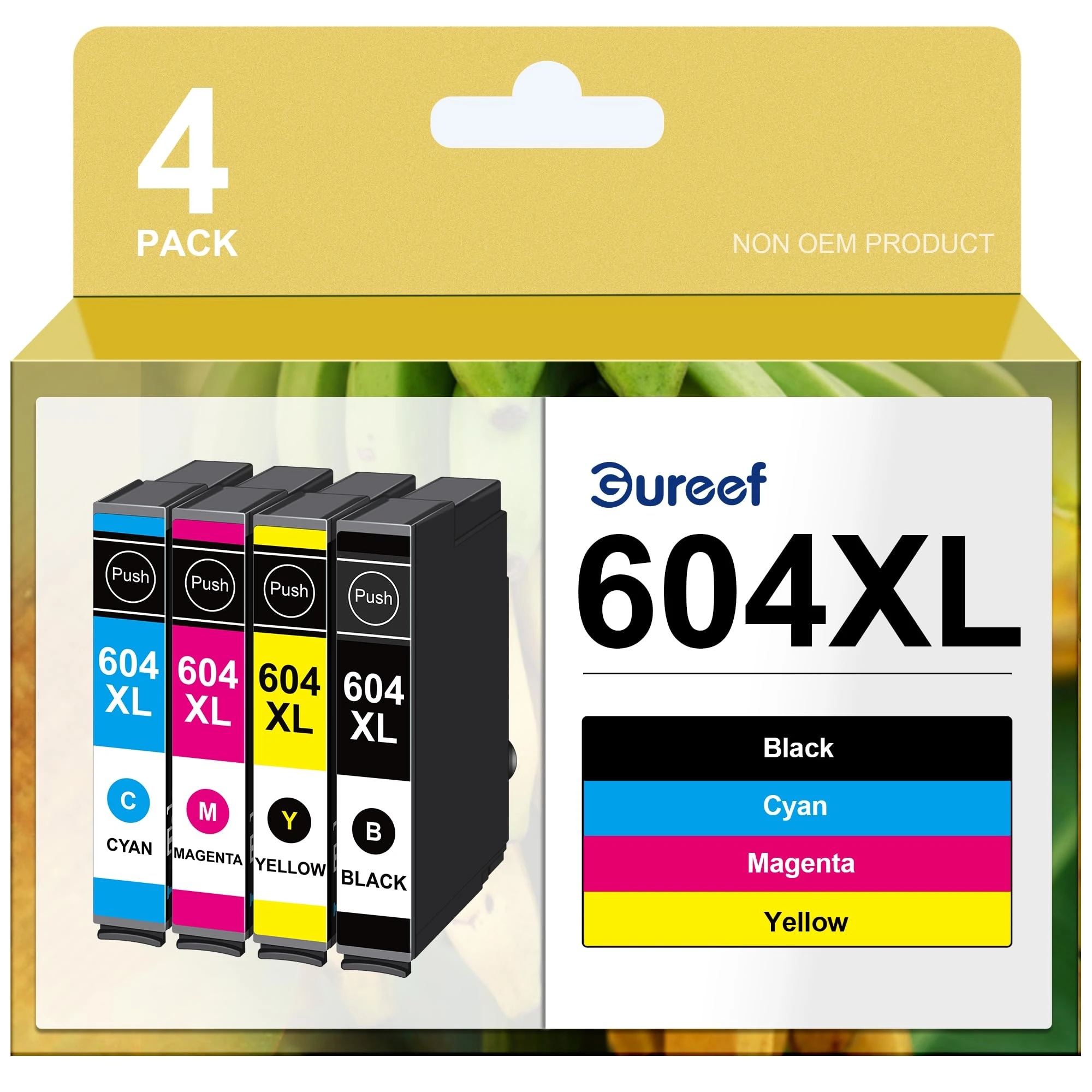 Gureef 604XL Ink Cartridges Replacement for Epson 604 Ink Cartridge Multipack for Epson XP2200 ink cartridges Expression Home XP-2205 XP-3200 XP-3205 XP-4200 XP-4205 Workforce WF-2930 WF-2935 (4 Pack)