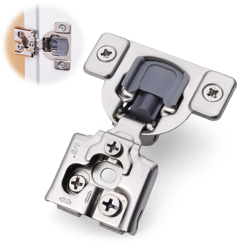 Decobasics 40 Pack Soft Close Cabinet Hinges – 5/8" Overlay for Kitchen Cabinet Doors, Face Frame Concealed Hidden Hinges – Stainless Steel, Self-Closing with 3-Way Adjustment & Slow Close Damper