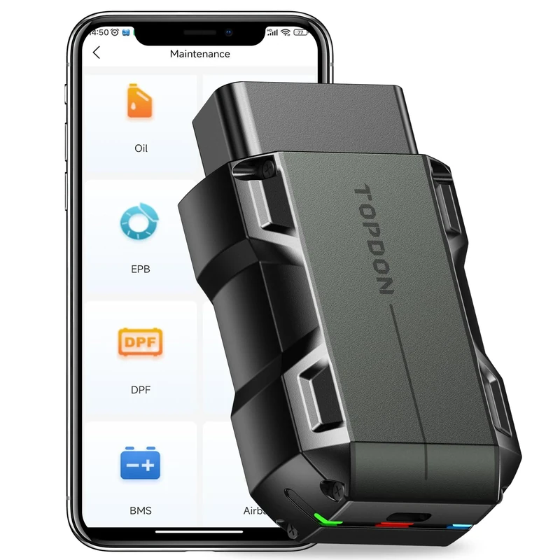 TOPDON Topscan OBD2 Scanner Bluetooth, Wireless OBD2 Code Reader with Active Test, 8 Reset, Car Diagnostic Tool for All System, Vehicle Performance Test for iPhone & Android, All Software 1 Year Free