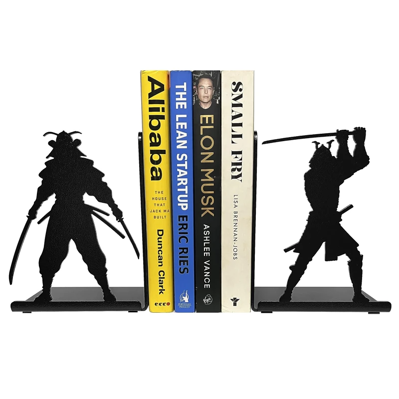 HeavenlyKraft Decorative Metal bookends for Shelves Samurai Bookends, Non Skid Book Ends, Book Stopper for Home/Office Decor, Book Ends Fantasy Bookends 7 X 5.51 X 4 Inch/Piece