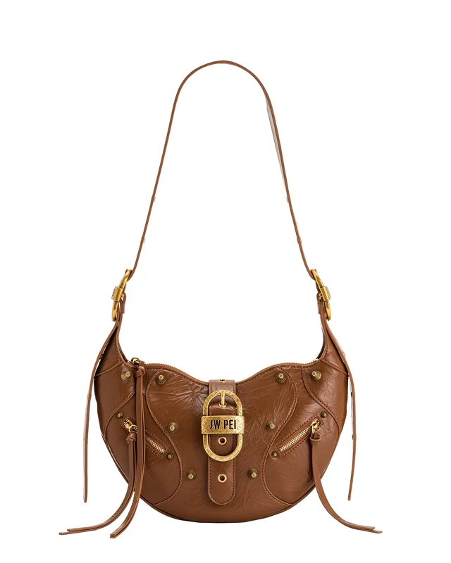 JW PEI Women's Tessa Crushed Brown Vegan Leather Shoulder Bag