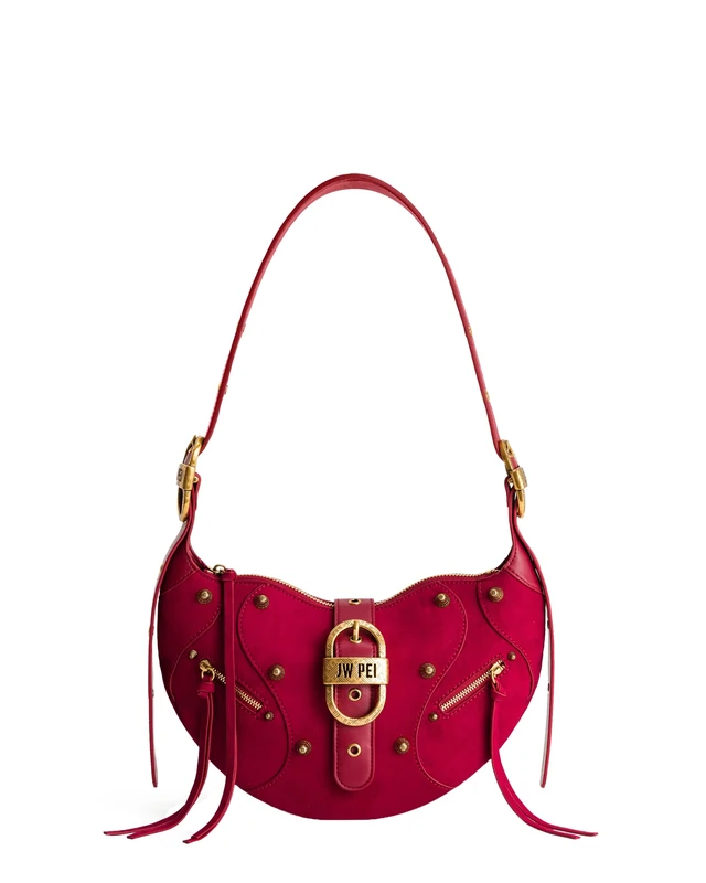 JW PEI Women's Tessa Shoulder Bag - Suede - Deep Magenta