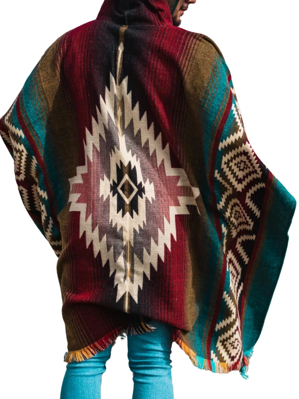 Alpaca World | Alpaca Ponchos for Men and Women | Handmade with The Best Baby Alpaca Wool Material by Ecuadorian artisans. (Sea Blue, Wine, Beige, Variety)