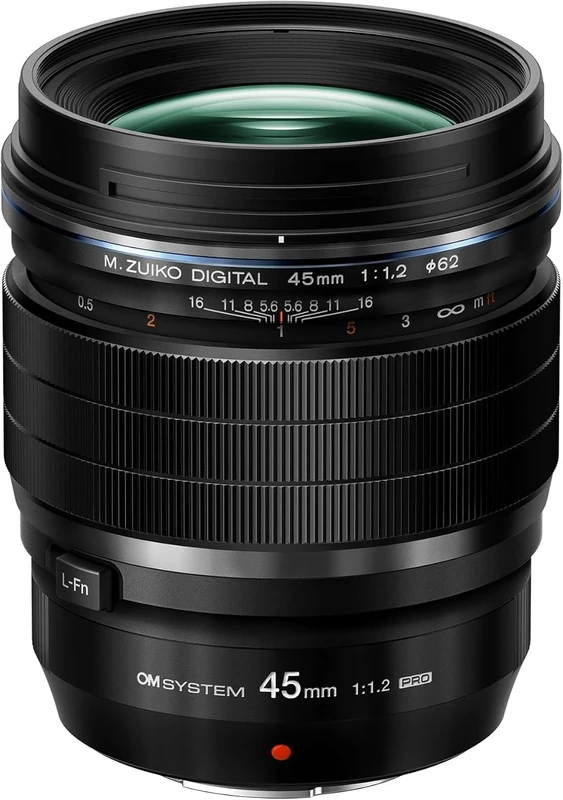 OM SYSTEM M.Zuiko Digital ED 45 mm F1.2 PRO Lens, Fast Fixed Focal Length, Suitable for All MFT Cameras (OM SYSTEM/Olympus OM-D & PEN Models, Panasonic G Series), Black