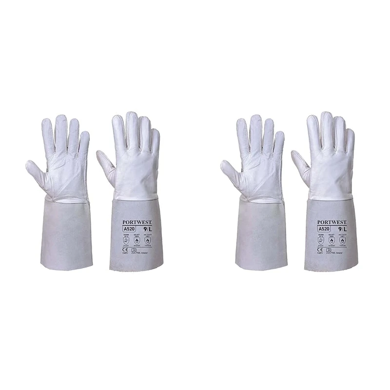 Portwest A520 Soft Flexible Premium Tig Welding Gauntlet Grey, Large (Pack of 2)