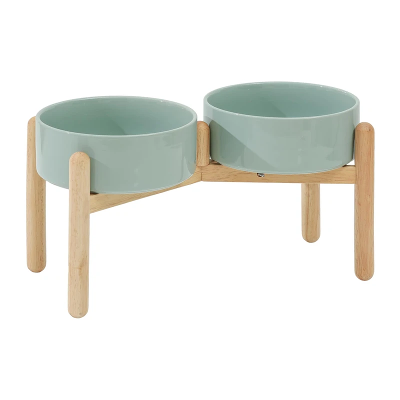 Havniva 21cm Ceramic Raised Dog Bowl with Stand, Double Dog Bowls Elevated for Large Breed Dog Food and Water Bowl Set Non-Slip Dog Dish Large Capacity Feeding Pet Water Bowl