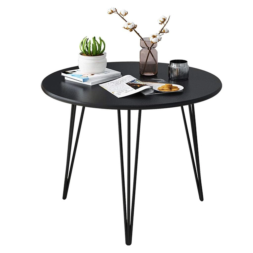 Bedroom Small Coffee Table Simple Nordic Table Leisure Shop Small Round Table Living Room Small Tea Table（40/50/60cm） (Color : Black, Size : 60cm)