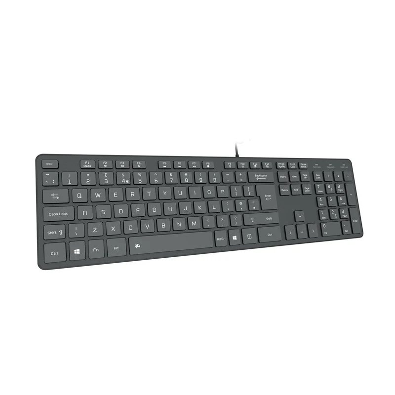B.FRIENDIT Slim USB Wired Keyboard, Soft Touch and Quiet Key for PC, Laptop and Computer, Full Size QWERTY UK Layout - Black
