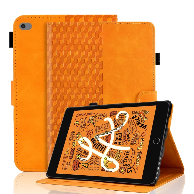 Vkooer Case for iPad MINI 5th Generation 2019 7.9 inch - iPad MINI 4/3/2/1 PU Leather Folio Flip Cover Smart Shell with Auto Sleep/Wake Multi Angle Viewing Stand, Orange