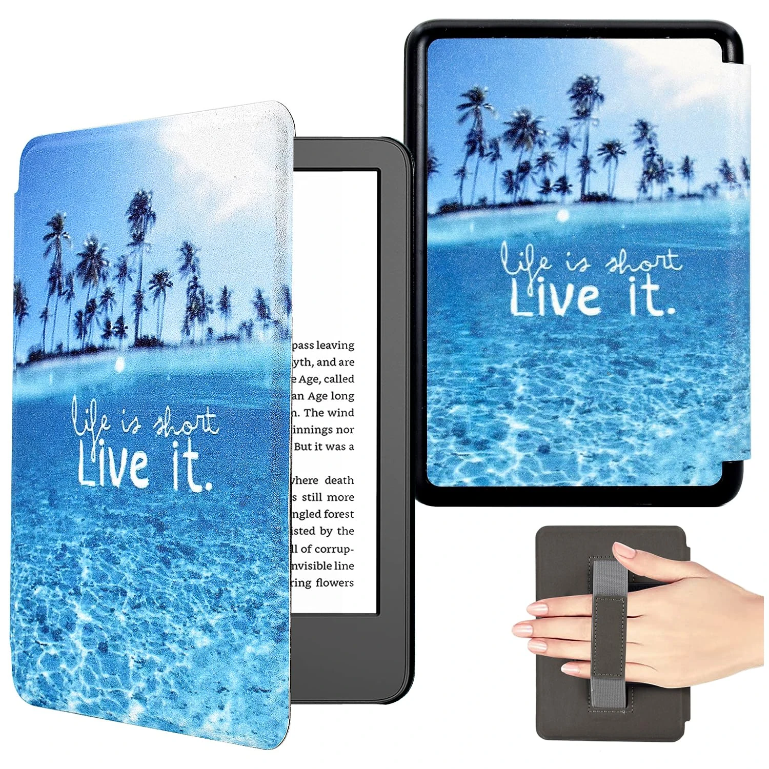 BYCeKe for 6" Kindle Paperwhite Case 2016 2015 2013 2012 Release (Model NO: EY21 / DP75SDI) Slim Leather Case Lightweight Cover Shell with Auto Wake/Sleep Fit 6 inch Kindle Paperwhite 1/2/3,Blue Beach