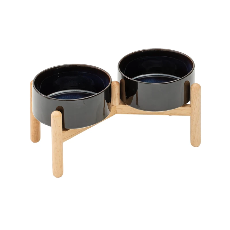 Havniva Ceramic Raised Dog Bowl with Stand - Starry Sky
