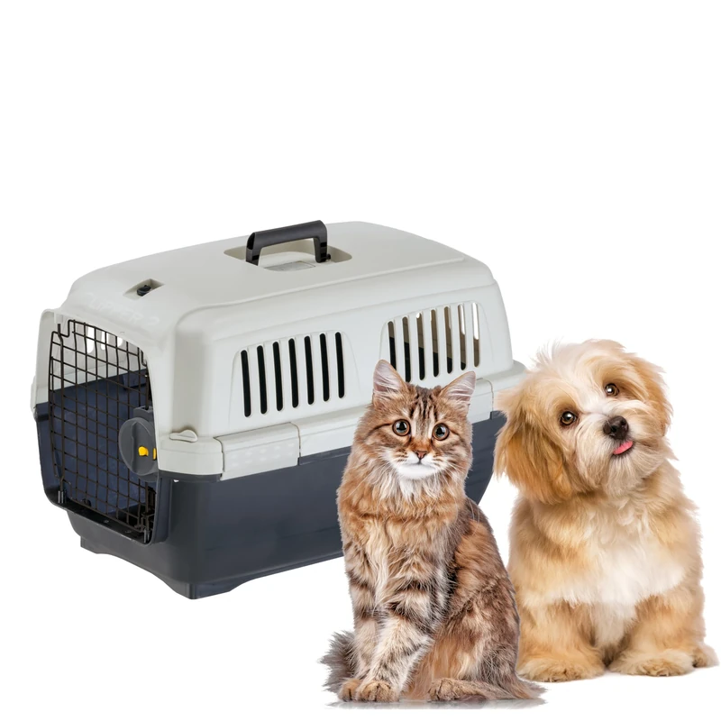 Ferplast Cat Carrier CLIPPER 2, IATA Approved Travel Crate, Pet Carrier for Small Dogs and Cats max 8 Kg, 57 x 37 x h 36 cm, Steel Door, Secure Closure