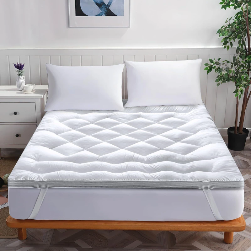 BedStory King Mattress Topper, Ultra Soft 6cm Thick, Down Alternative Fiber for Back Pain, Cooling, White, 150x200cm, SSTP46020