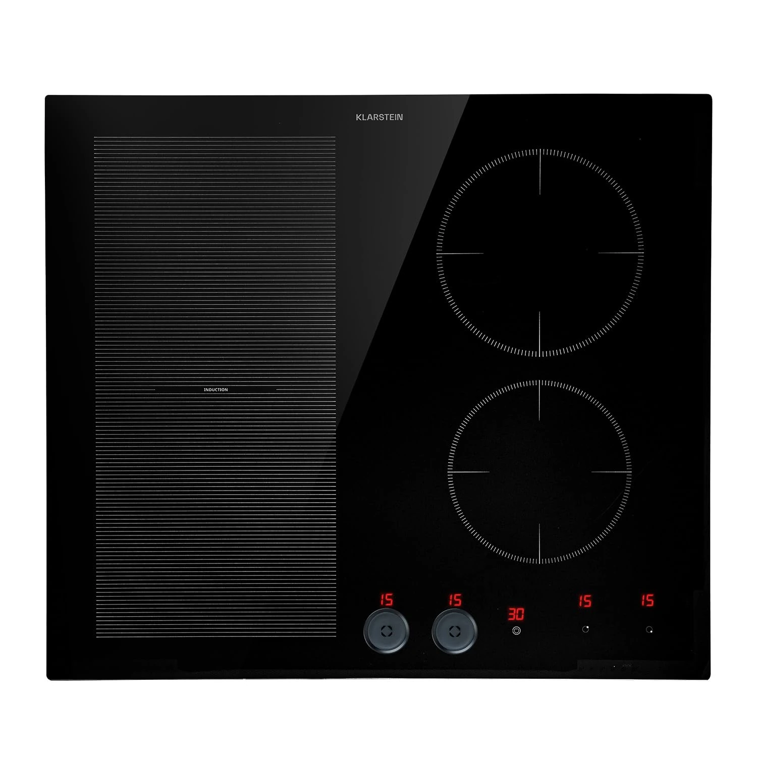 Klarstein 4 Zone Ceramic Hob Cooktop, Energy Efficient Induction Cooker w/Detachable Magnetic Knobs, 7000W Table Top Electric Hob, Touch Control, Timer