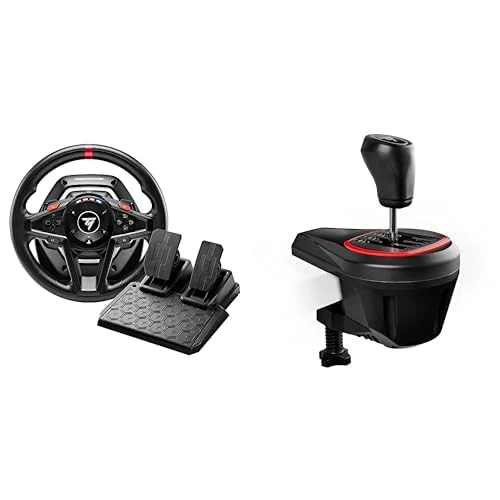Thrustmaster T128 Force Feedback Racing Wheel with Magnetic Pedals + TH8S Shifter Add-On, 8-Gear Shifter Compatible with PlayStation and PC