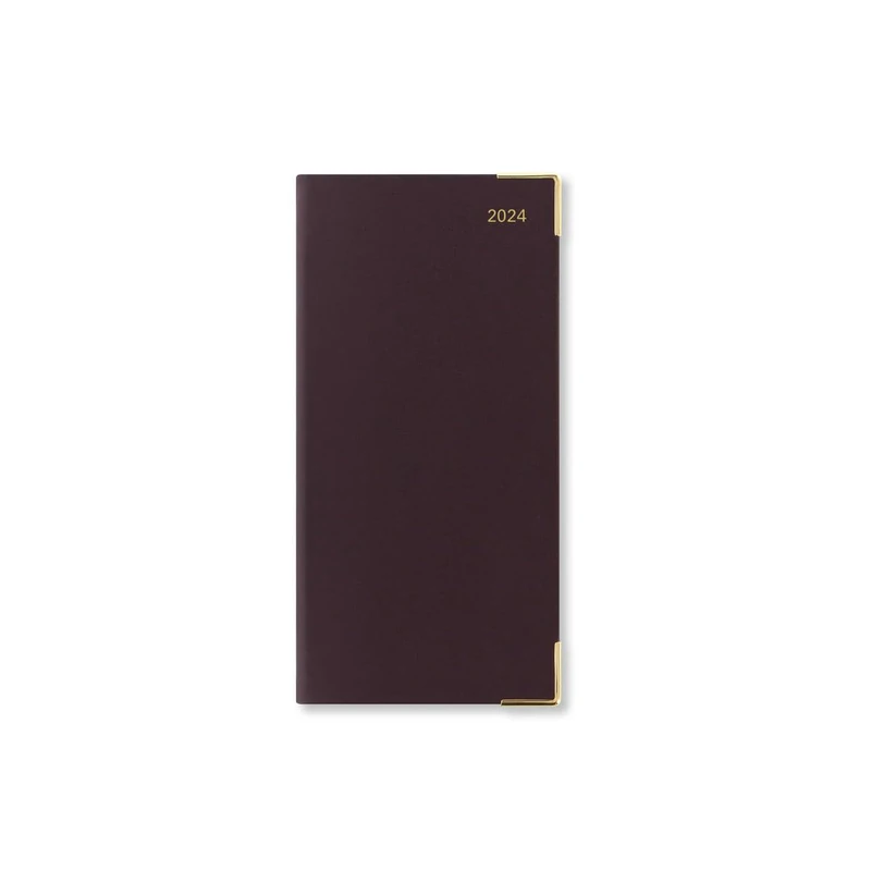 Letts Roma Slim vertical week to view with appointments 2024 landscape leather diary - burgundy