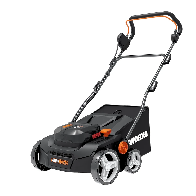 WORX Nitro 36V (40V MAX) Cordless Scarifier and Aerator WG855E.9, PowerShare, Brushless, 4-Position Height Adjustment, 36cm Raking Width, Up to 400㎡, 1pc 40L Grass Bag, Without Battery