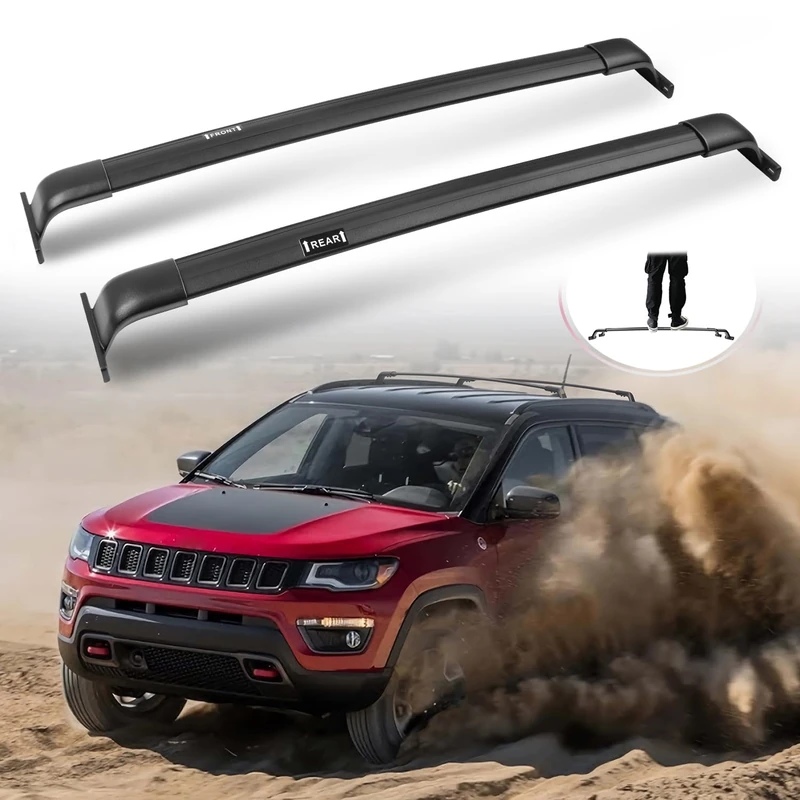 SNIXWOO Enhanced 220 LBS Roof Racks for Jeep Compass 2018-2025, Real Aluminum Cross Bars for Kayak Snowboard Surfboard Bike Canoe Ski