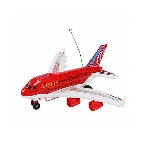 PNJB, Air Bus Remote Control Airplane Flight Aeroplane Plane Electric RC Kids Toy Gift, High-Speed RC Aeroplane, With Light & Music Runs on Ground, Plane Toy (Red)