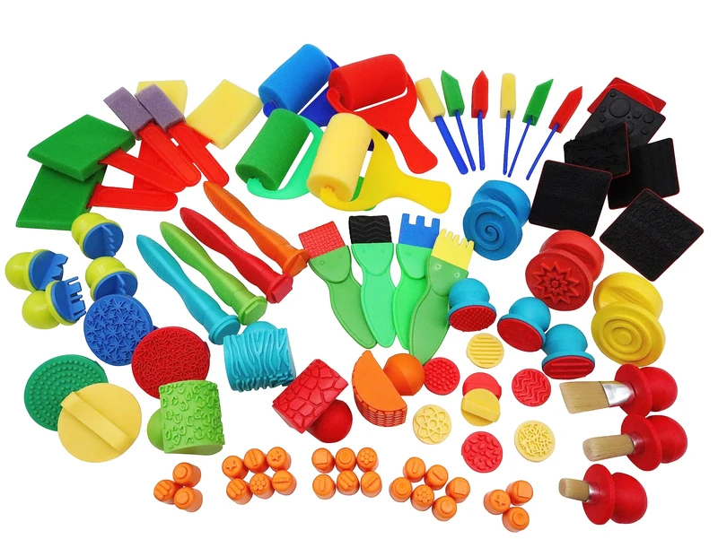 Bumper mark making set for painting | Set includes 83 unique paint mark making tools | Kids painting set