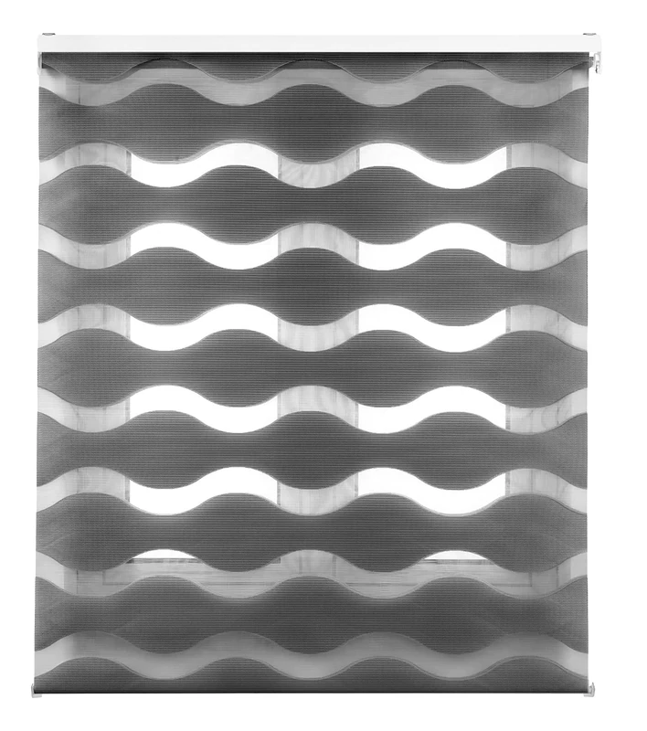 Decorblind | Double Layer Roller Blind Night and Day – Wall or Ceiling Installation, Size 100 x 180 cm (Width x Length), Fabric 97 x 175 cm – Anthracite Colour, For Windows