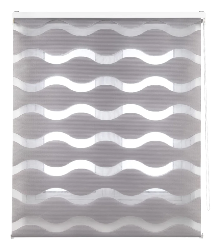 Decorblind Double Layer Roller Blind Night and Day Installation Wall or Ceiling, Blind Width 120 x Length 180 cm/Length 117 x 175 cm Silver - Image 1